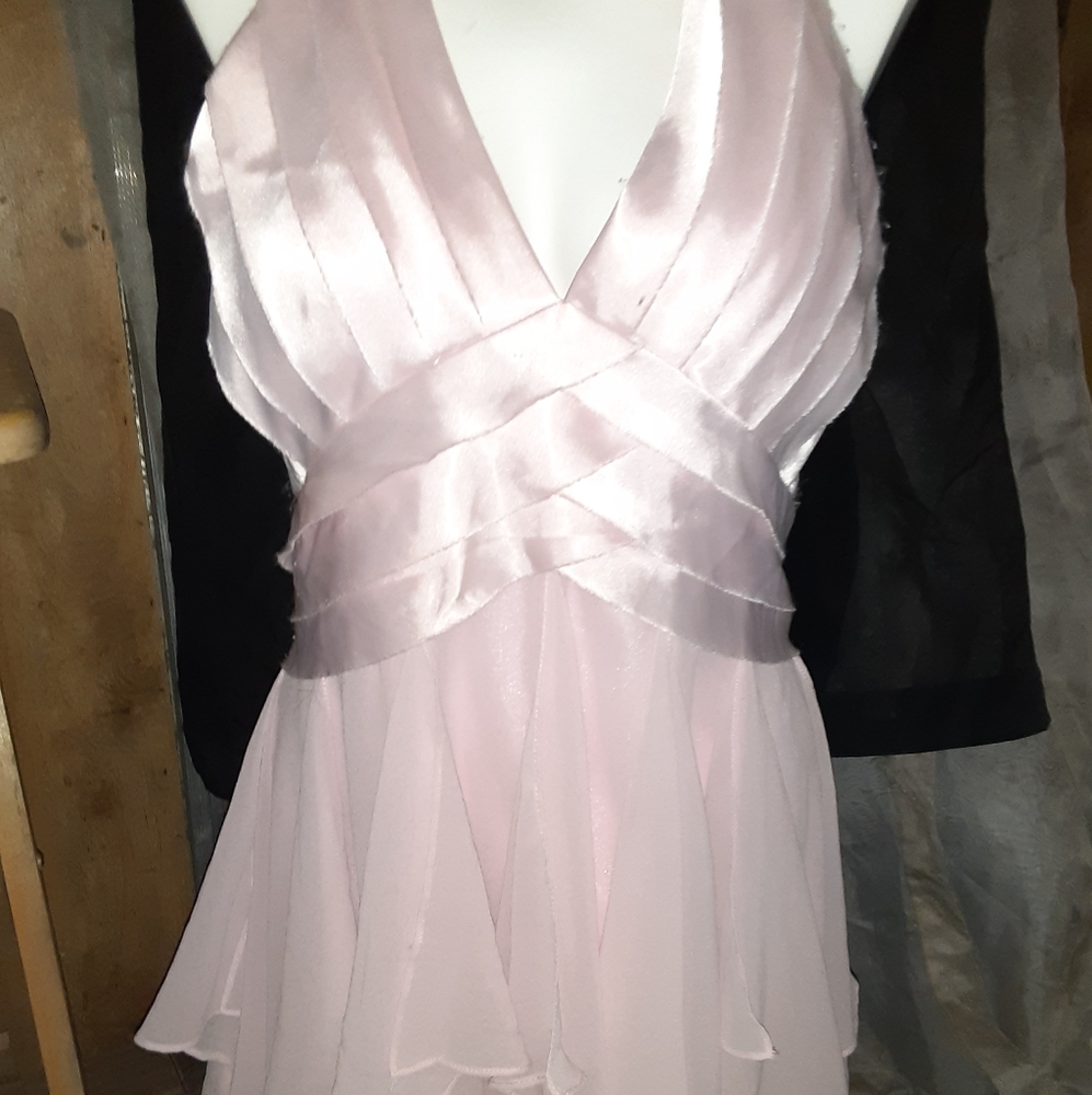 Pink One of A Kind Halter Ruffled Cocktail Dress